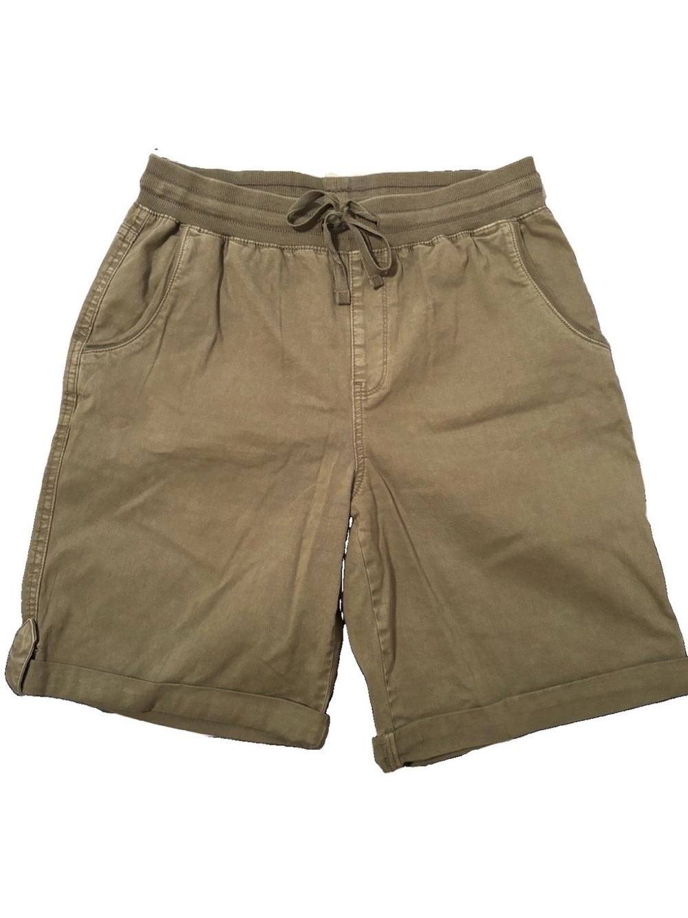 Style & Co  Women’s Khaki Shorts Drawstring Stretch Waist Chino Cotton Size M